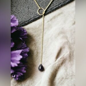 Amethyst Lariat Gold Necklace
